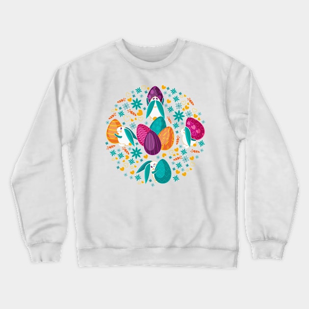 Busy Easter Bunnies // white Crewneck Sweatshirt by SelmaCardoso